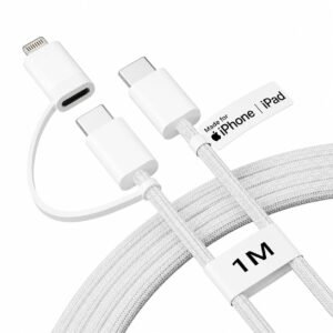 2-in-1 Type C to Lightning & Type C Fast Charging Cable [MFi Certified] Compatible with iPhone 17/16/15/14/13/12/11 Pro Max Mini, iPad, Samsung Galaxy, Google Pixel by HOMEMO