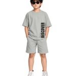 KYDA KIDS® Boys 100% Cotton Oversized T-Shirt Shorts Clothing Set | Kids Co-Ord Set | Half Sleeve T-Shirt with Matching Shorts | Soft Breathable Fabric | Comfortable Stylish Casual Wear