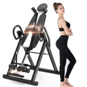 Bigzzia Gravity Heavy Duty Inversion Table with Headrest & Adjustable Protective Belt Back Stretcher Machine for Pain Relief Therapy