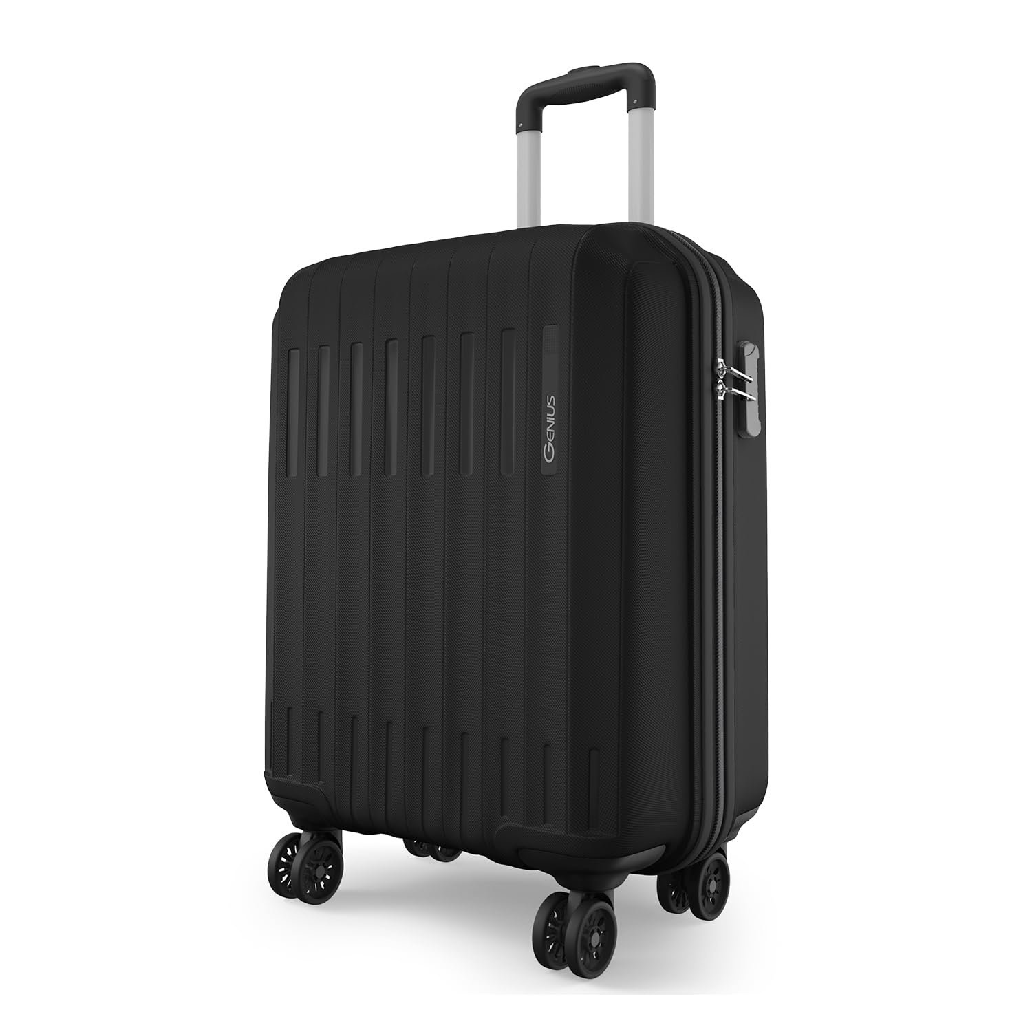 Safari Cabin Genius Alley 55cm Trolley Bag Hard Case Polypropylene, 4 Spinner Wheels, 360 Degree Wheeling Carry on Luggage, Travel Bag, Suitcase for Travel, Trolley Bags for Travel, Black