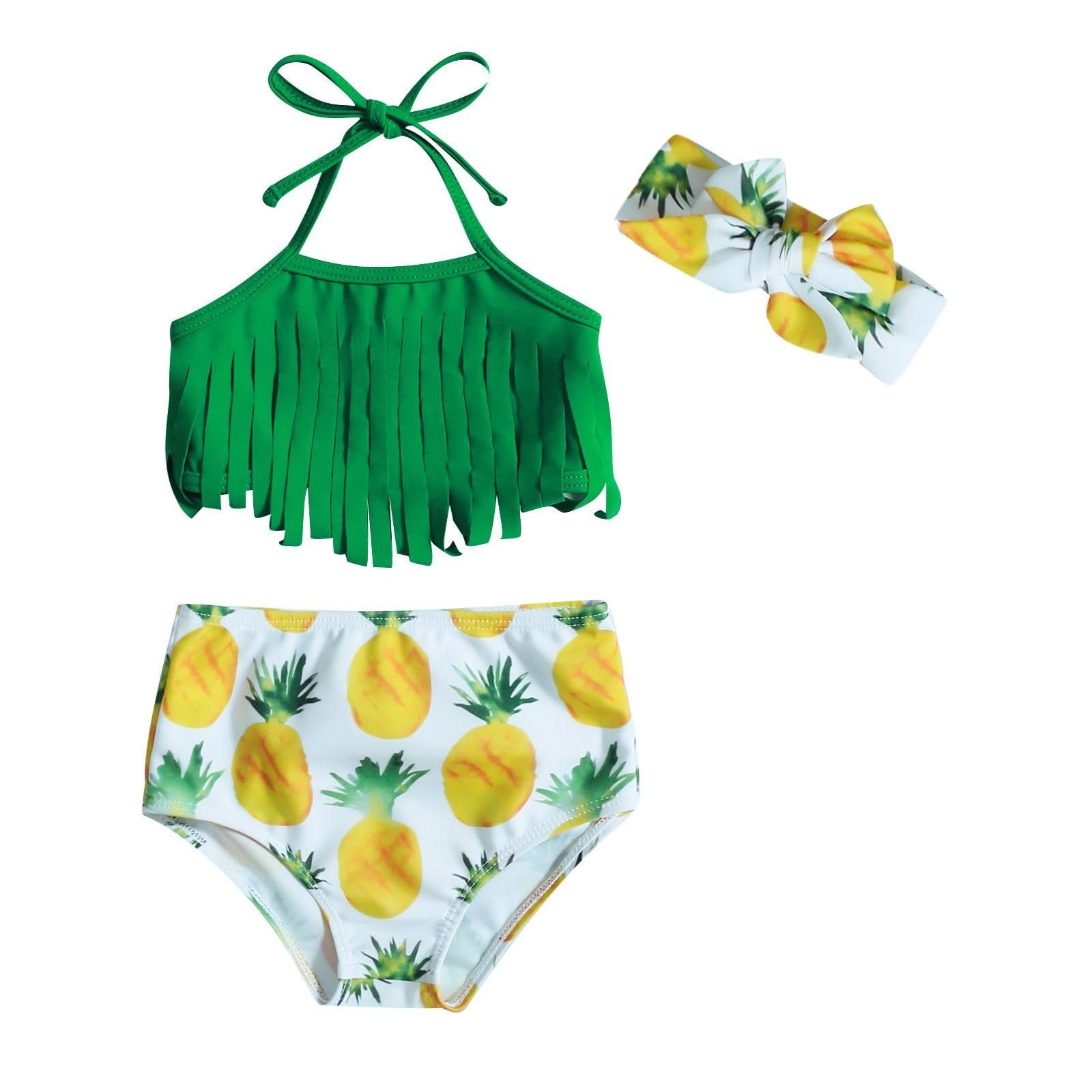 Infant Baby Girl Bikini Swimsuit Tassels Floral Watermelon Pineapple Bowknot Swimwear Toddler Bathing Suit Summer Outfit Set