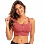 GLAMORAS High Impact Sports Bra for Women Padded Zip Front Criss Cross Back