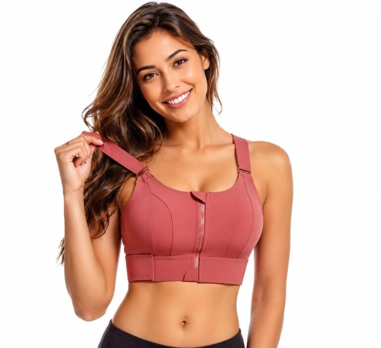 GLAMORAS High Impact Sports Bra for Women Padded Zip Front Criss Cross Back
