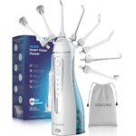ORACURA® OC200 Dental PRO Smart PLUS Water Flosser® White, 8 Nozzle Tips, Portable & Rechargeable, Custom 8 Water Pressure Settings, 200ml Tank Capacity, IPX7 Waterproof, 365 Days Warranty