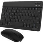 TOHAKATA Ultra-Slim Bluetooth Keyboard and Mouse Combo, Black Portable, Rechargeable, Wireless, Compatible with Android Tablet Cell Phone Samsung iPhone iPad