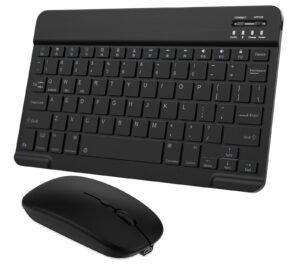 TOHAKATA Ultra-Slim Bluetooth Keyboard and Mouse Combo, Black Portable, Rechargeable, Wireless, Compatible with Android Tablet Cell Phone Samsung iPhone iPad
