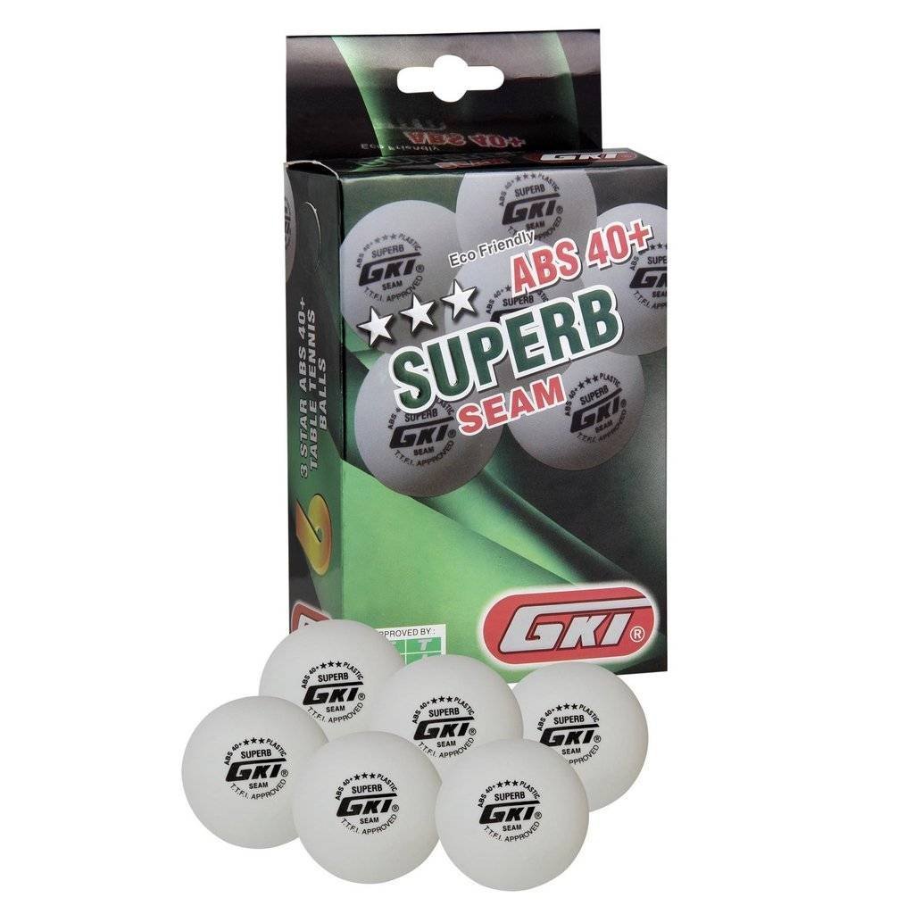 GKI Superb 3 Star ABS Plastic 40 Table Tennis Ball (6 Pc), White