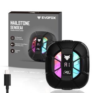 Evofox Hailstone Sense AI Magnetic Semiconductor Mobile Cooler | Smart AI,L1,L2,L3 Mode for Temperature Control |15W Freeze Cooling | for iPhone 12/13/14/15/16,17, iPads and Android Smartphones