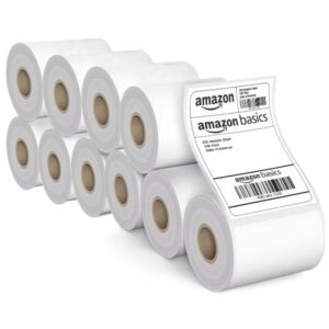 Amazon Basics 70gsm Thermal Label Printer Paper – 4″ x 6″ (100 x 150 mm)| Ideal for Shipping, Parcel, Barcode, and Address Labels – 400 Labels per Roll (Pack of 10)
