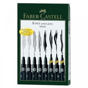 Faber-Castell Artist Pen Set – Pack of 8 (Black)