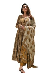 Nermosa Women Printed Anarkali Kurta and Pant Set with Dupatta | Printed Kurta Set | Women Kurta Sets |
