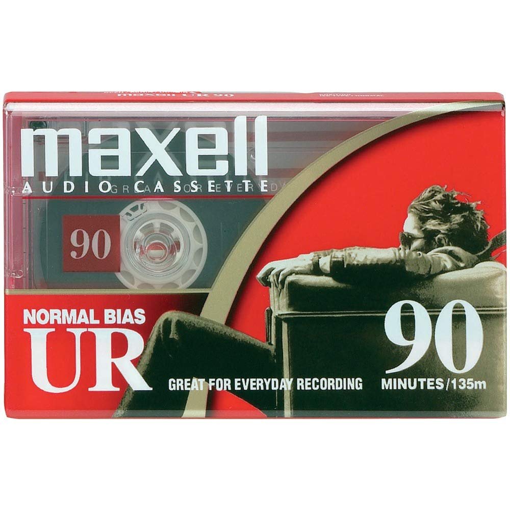 Maxell 108510 UR-90 Single Normal Bias Audio Cassette 90 Minute With Case 1 Pack