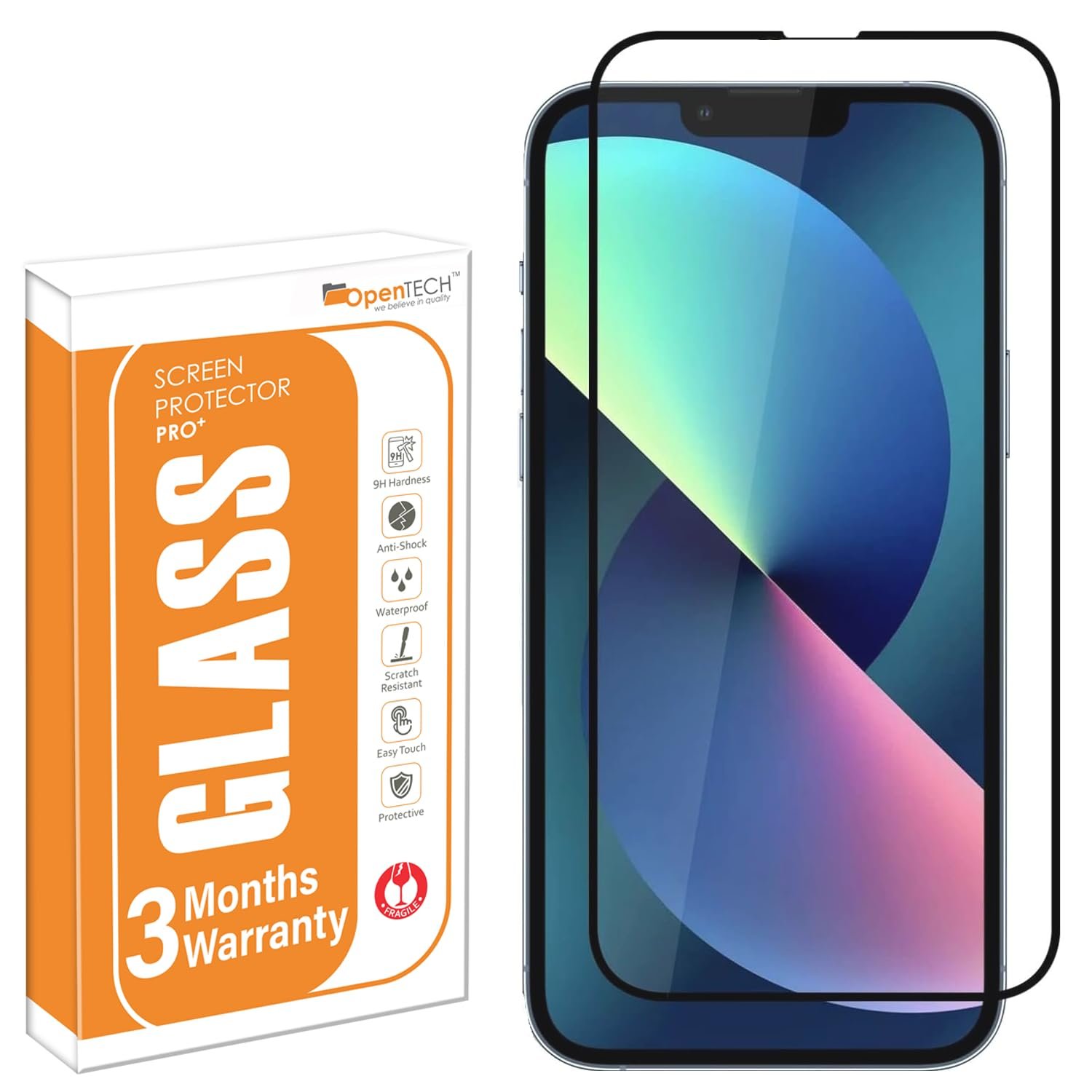 OpenTech Military-Grade Tempered Glass Screen Protector Compatible For Iphone 13 Mini With Edge To Edge Coverage And Easy Installation Kit (5.4 Inches) for Smartphone
