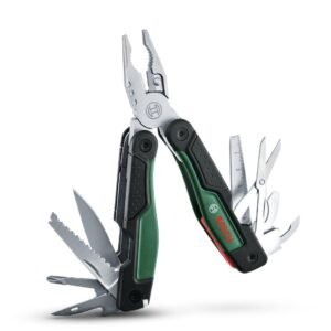 BOSCH 16-in-1 Multi-Tool | Stainless Steel | Plier, Knife, Screwdriver & More | for Home, DIY & Camping | Compact Foldable Design | Safety Pouch Included