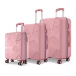Safari Pentagon Pro 8 Wheels Set of 3 Trolley Bag, Hard Case Polypropylene, 360º Wheeling Small Check in Luggage, Suitcase for Travel, Trolley Bags for Travel, Rose Gold