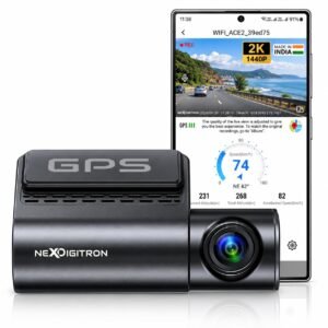 NEXDIGITRON ACE 2 Car Dash Cam with Native 2K 1440P Recording, Built-in GPS Logger, Display Screen, Voice Control, Super Capacitor, Made in India, Optional Parking Mode, up to 256GB Support –