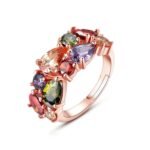 Sparkling Colors Flowerets Vine Swiss Cubic Zirconia 18K Rose Gold Plated Sparkling Ring for Women by YELLOW CHIMES … …