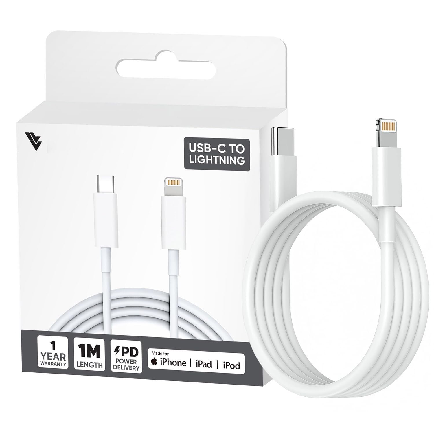 DR VAKU USB C to Lightning Cable (MFi-Certified) 1M Fast Charger Cable USB-C Power Delivery Charging Cord for iPhone 14/13/12/12 Pro Max/12 Mini/11/11Pro/Xs/Max/Xr/X/8/8Plus/iPad