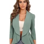 KOTTY Women’s Lightweight Open Front Blazer – Draped Waterfall Longline Blazer Style