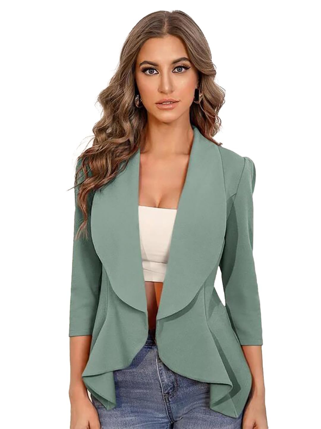 KOTTY Women’s Lightweight Open Front Blazer – Draped Waterfall Longline Blazer Style
