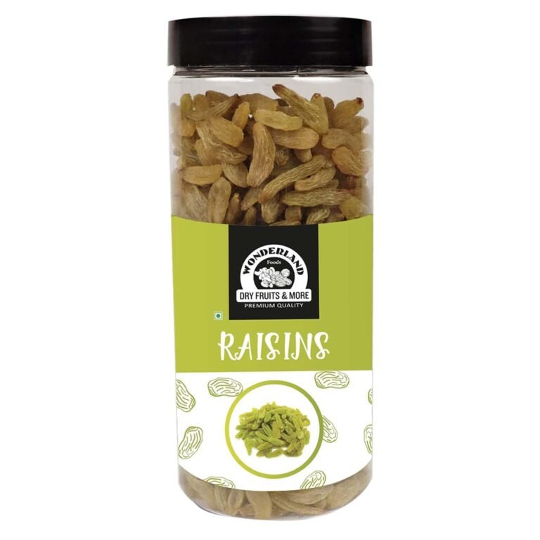 Wonderland Foods 500g Long Green Raisin (Kishmish) Dried Grapes Jar | Healthy Nutritious & Delicious | Rich in Iron & Vitamin B | Healthy Sweet Treats