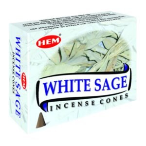 Hem White Sage Incense Cones Pack of 120 | 100% Natural Sage Cones for Room Freshening, Meditation & Pooja | Cleansing & Aromatherapy | 20-25 Minutes Burning Time