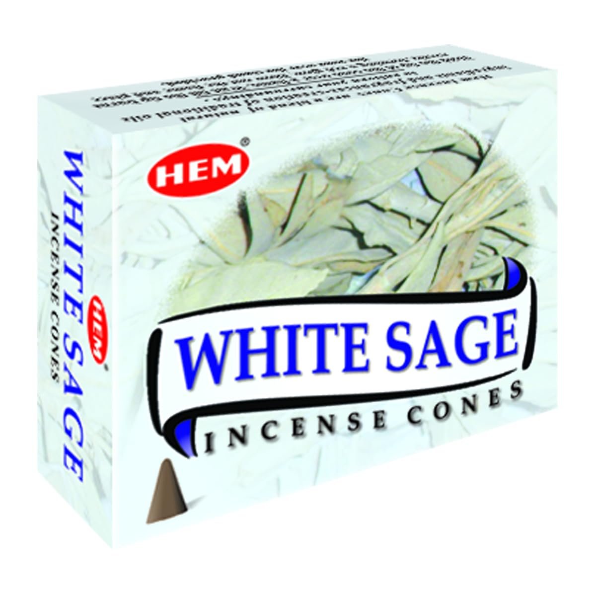 Hem White Sage Incense Cones Pack of 120 | 100% Natural Sage Cones for Room Freshening, Meditation & Pooja | Cleansing & Aromatherapy | 20-25 Minutes Burning Time