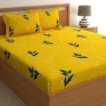 Home Ecstasy 100% Cotton King Bedsheet with 2 Pillow Covers – (Size 108 x 108 inches, 140 TC, Colour – Yellow)