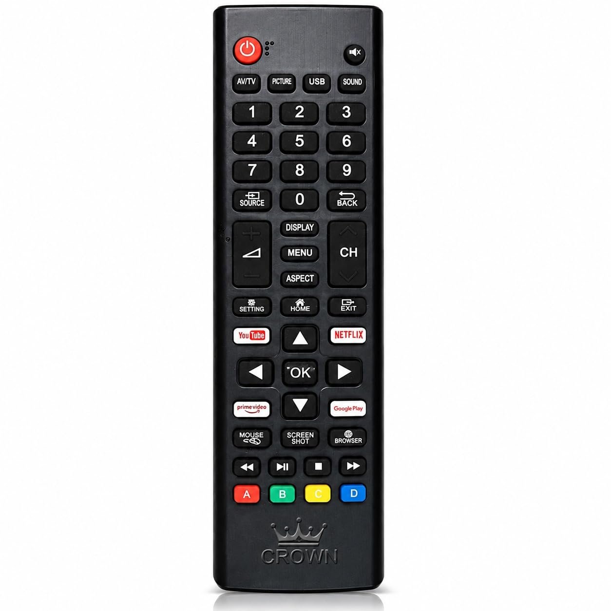 RESORB Crown TV Remote Compatible with Crown Smart LED LCD TV Models, Replacement Remote Control, LED 493