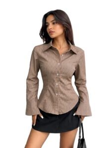 Zurity Women Shirt||Women Relaxed Fit Vertical Striped Spread Collar Cotton Casual Shirt (S-12-19)