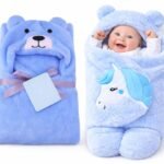 First Kick Baby Blanket Newborn Combo Gift Pack of Swaddle Wrapper & Baby Bath Towel, 0-9 Months, Length 68 cm x Width 68 cm, Pack of 2 Pcs.