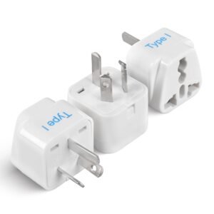 Ceptics India to Australia Adapter Plug, China, New Zealand & More – Type I – CE Certified – RoHS Compliant – White – 3 Pack – 5 Years Warranty