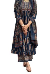 Nermosa Women’s Printed Anarkali Kurta Palazzo Set with Dupatta