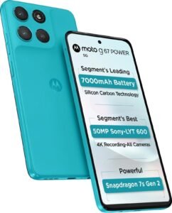 Motorola Moto G67 Power 5G – Pantone Curacao Blue 12GB RAM + 256GB Storage | 7000mAh Battery | Snapdragon 7s Gen 2 | 30W TurboPower Charging | 5G Smartphone