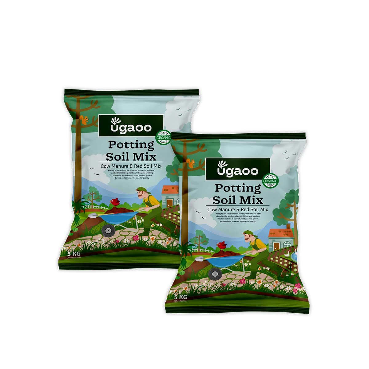 Ugaoo Ready-to-Use Potting Soil for Plants 10 Kg | Organic Potting Mix with Red Soil and Cow Manure for Indoor Outdoor and Flowering Plants | Ideal for Home Pots Balcony, Terrace & Repotting