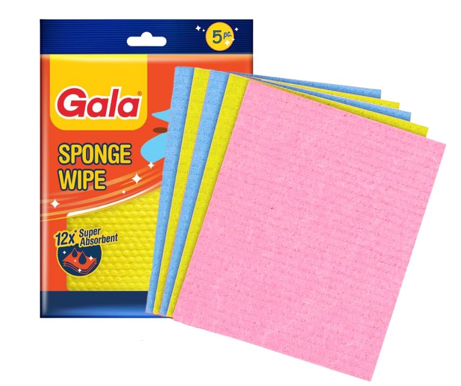 Gala Sponge Wipe for Kitchen Cleaning, Biodegradable Cellulose Cleaning Sponge for Home & Utensils (5 Pcs Pack)