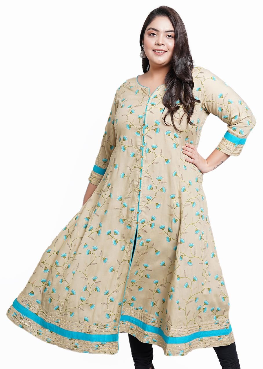 Yash Gallery Women Rayon Relaxed Fit Plus Size Floral Printed Anarkali Kurta
