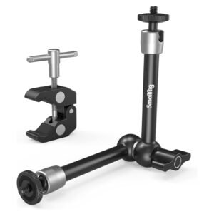 Smallrig Clamp W/ 1/4″ and 3/8″ Thread and 5.8 Inches Adjustable Friction Power Articulating Magic Arm with 1/4″ Thread Screw for LCD Monitor/Led Lights – Kbum2730 – Black