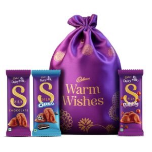 Cadbury Dairy Milk Silk Special Assorted Valentine’s Chocolates Potli Gift Pack with Teddy keychain,232 gram