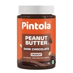 Pintola Peanut Butter Chocolate Flavour Crunchy 1kg – 24g Protein & 7.9g Dietary Fiber, Made with Premium Roasted Nuts & Cocoa, Dark Chocolate