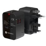 Portronics Juicemate 2 Pro Universal Travel Adapter with 12W Dual USB-A Output Port & Fuse Protection, All in One International Fast Charging Adapter for 200+ Countries US,UK,EU,AUS (Black)