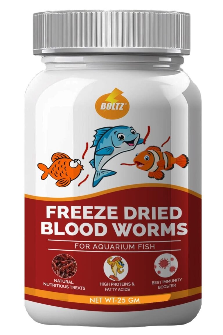 BOLTZ Freeze‑Dried Blood Worms Fish Food 25 g – Natural Premium Treat for Bettas, Tetras, Arowana, Flowerhorn, Oscar – Enhances Color, Appetite & Immunity – Made in India
