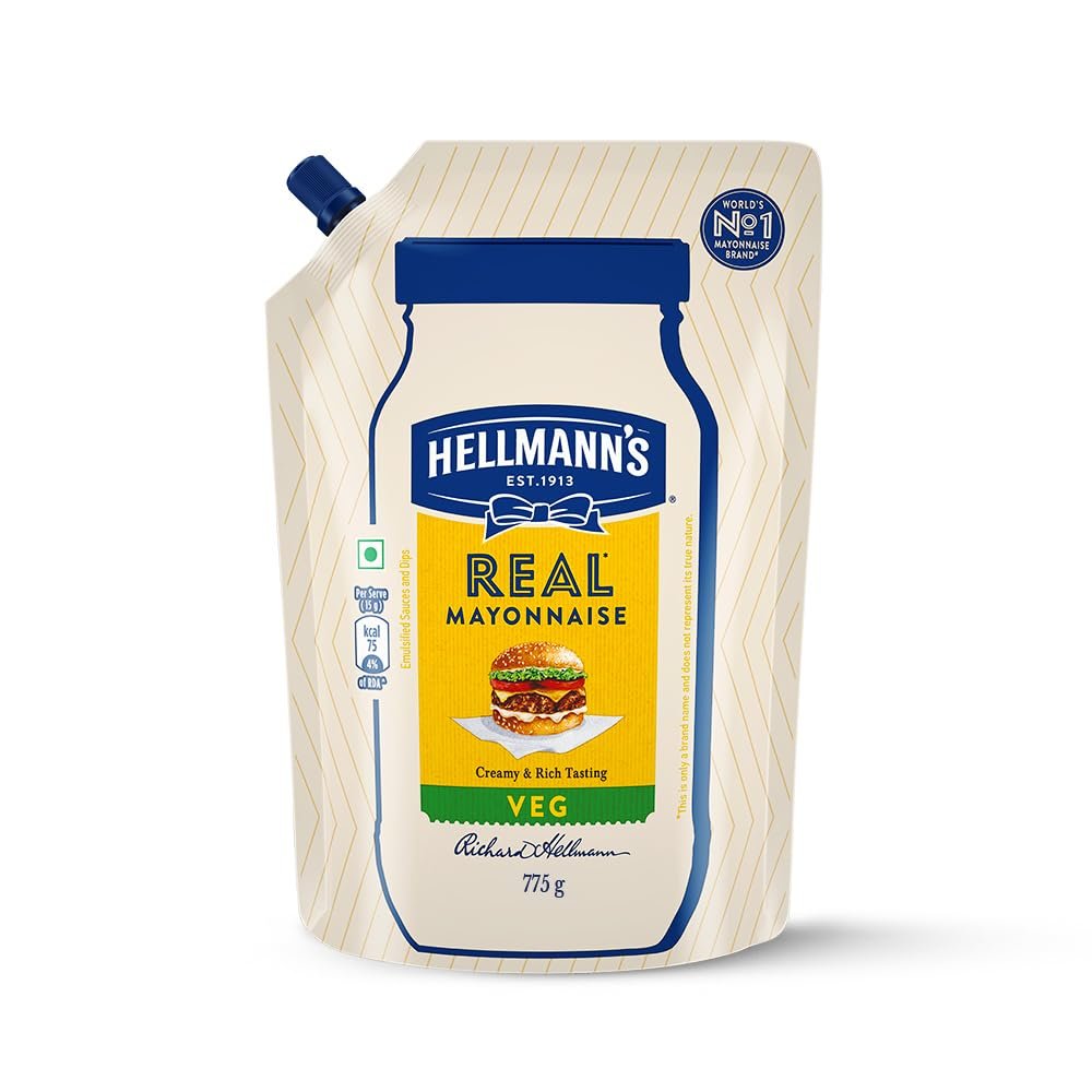 Hellmann’s Veg Mayonnaise, 800 g, for Delicious Condiments and Dressings, 100% Vegetarian, World’s No. 1 Mayonnaise Brand
