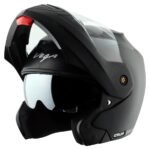 Vega Crux Dual Visor Flip Up Riding Helmet with Flip-Up Design, Dual Visor Protection, Comfortable Liner, Ventilated Interior, Shock Absorbing Padding, and Modern Black Styling Black -M