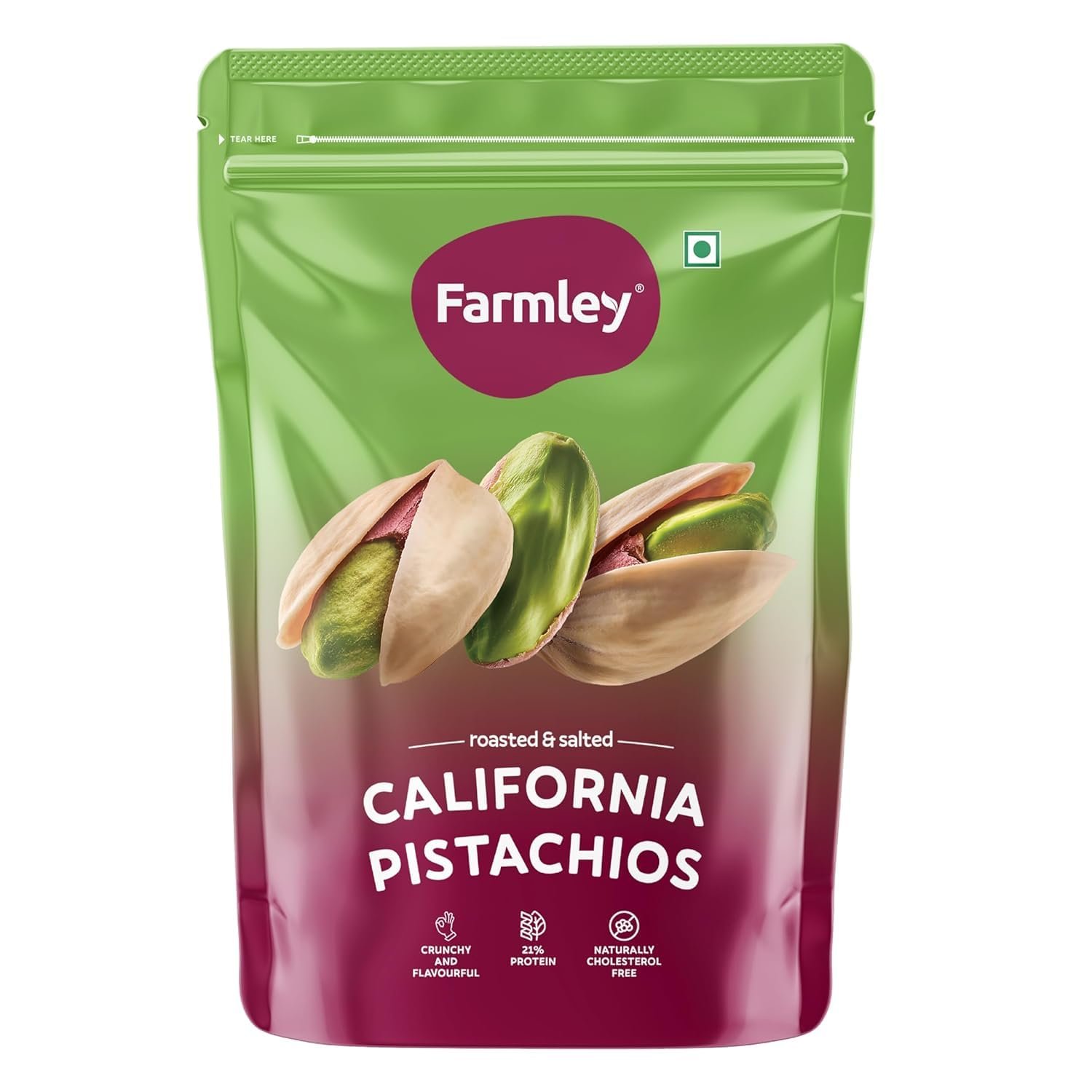 Farmley Premium California Roasted & Salted Pistachios Whole Shelled Pista Dry Fruits Pack (250 g)