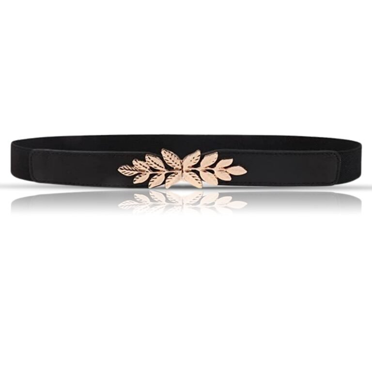 REDHORNS Elastic Fabric Waist Belt for Women Dresses Leaf Design Stretchy Slim Ladies Belt for Saree Girls Jeans – Free Size (LD22_P)