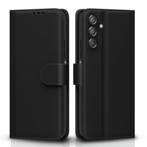 Pikkme Flip Cover Leather Finish | Inside TPU with Card Pockets | Wallet Stand and Shock Proof | Complete Protection Flip Case for Samsung Galaxy F15 5G / M15 5G / M15 Prime 5G(Black)