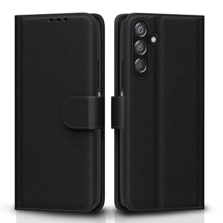 Pikkme Flip Cover Leather Finish | Inside TPU with Card Pockets | Wallet Stand and Shock Proof | Complete Protection Flip Case for Samsung Galaxy F15 5G / M15 5G / M15 Prime 5G(Black)