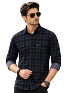 Majestic Man Men Small Checkered Slim Fit Cotton Casual Shirt