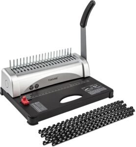 TIANSE Binding Machine, 21-Hole, 450 Sheet, Comb Machine with Starter Kit 100 PCS 3/8 Spines, Perfect for Daily Office Documents
